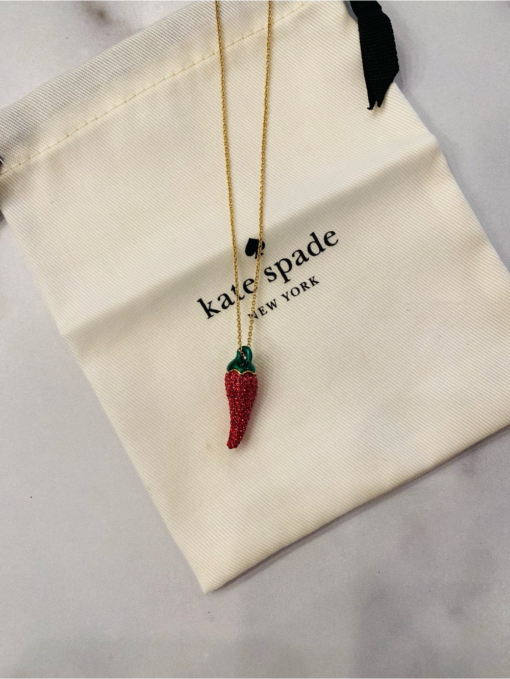 KATE SPADE Gold Haute Stuff Chili Pepper Necklace